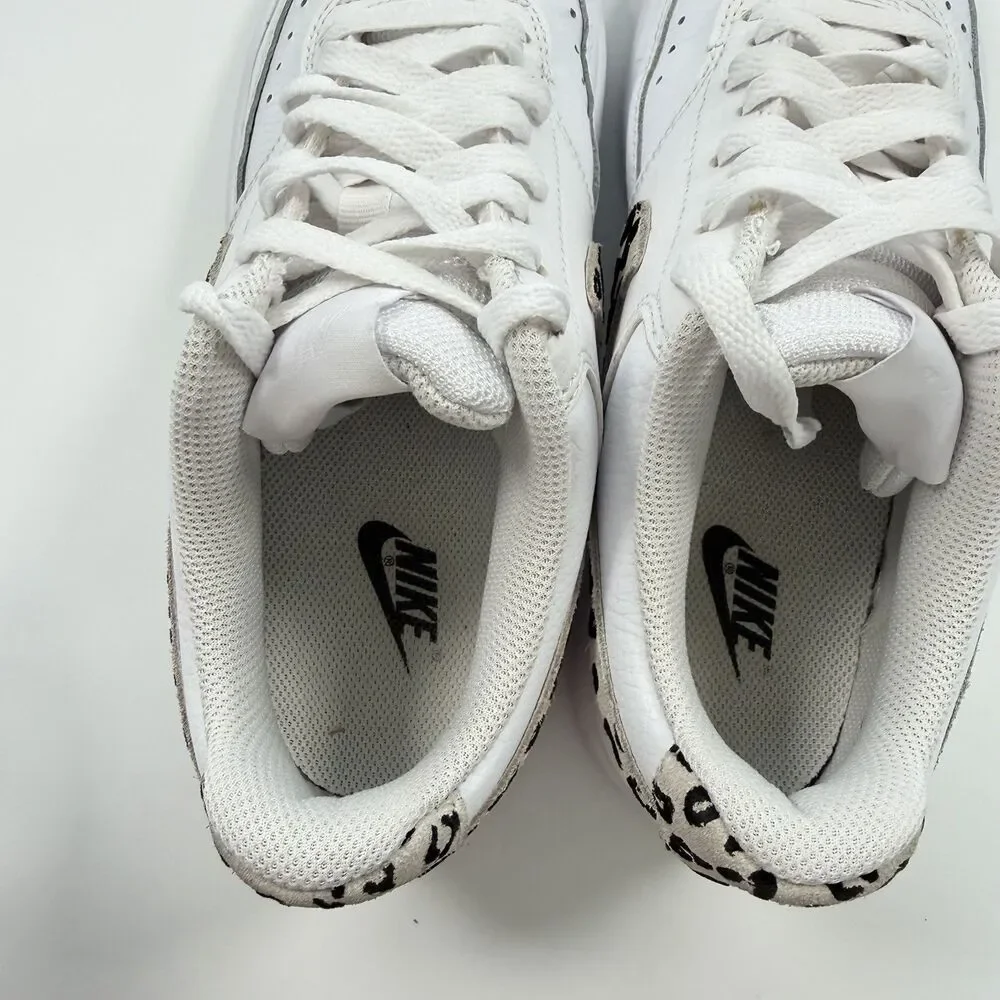 Nike Court Vision Low White Leopard Swoosh Womens DD9665-100 Size 7